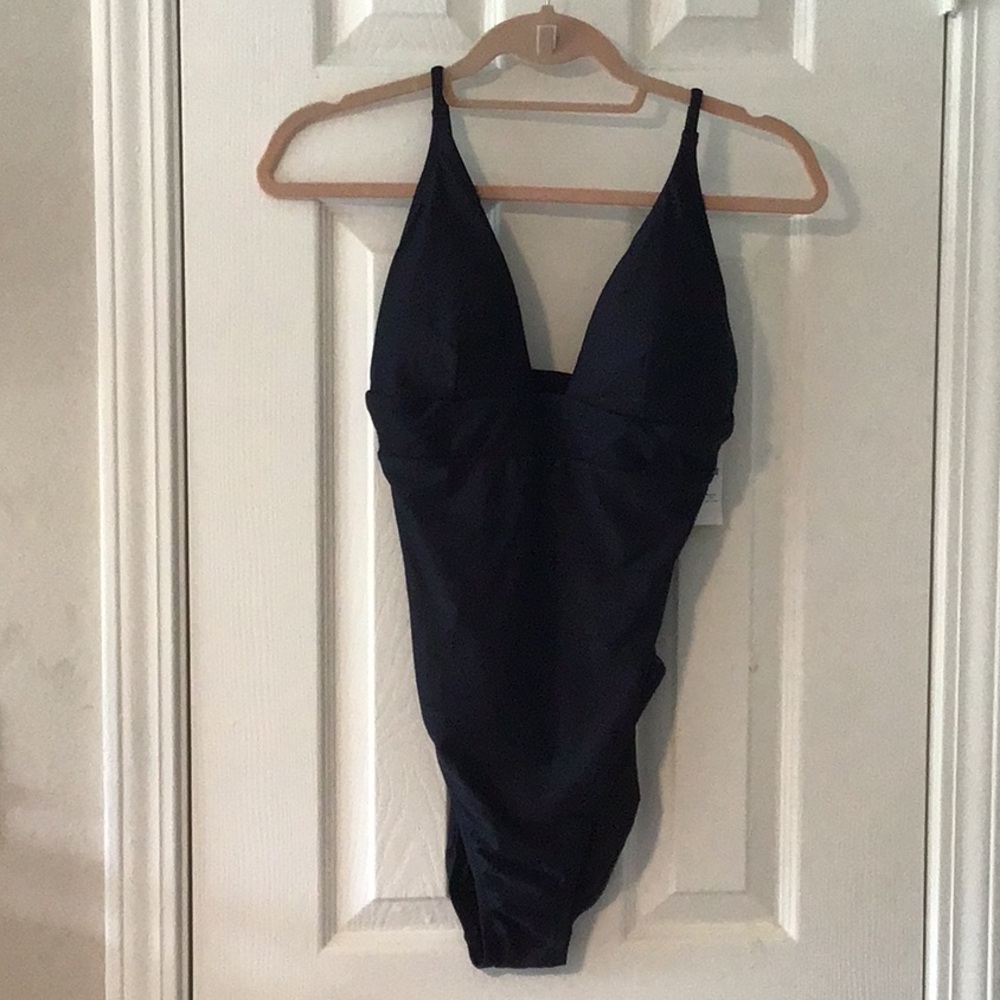 J. Crew Blue One-Piece Swimsuit with Adjustable Straps